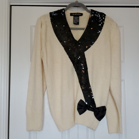 I.B.DIFFUSION VINTAGE cream sweater with sequins - Picture 1 of 6